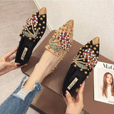 SWYIYV Woman Flats Shoes Rhinestone Cherry Spring