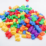 Montessori Rainbow Bears Matching Game Toys Counting With Stacking Cups Educational Toy for Kids