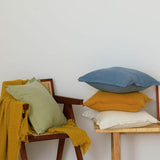 Cotton Linen Plain Cushion Cover 50x50cm Pillow Cover Ivory Mustard Green Blue Fringed for Home Decoration Bed Sofa Couch - shopwishi 