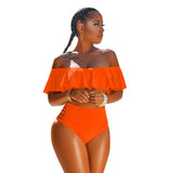 Ladies Off Shoulder Summer Sexy Swimsuit 2 Piece Sets Women Plus Size Swimwear Swimsuit Off Shoulder Sexy Swimwear