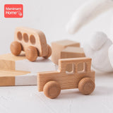1pc Baby Toys Wooden Car BPA Free Beech Wood Teether Cartoon Organic Wooden Car Montessori Toys for Children Teething Nurse Gift