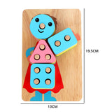 Montessori Graphic Wooden Animal Shape Puzzles for Kids Education