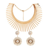 UDDEIN African Vintage Gold Torque Choker Necklace & Pendant Set