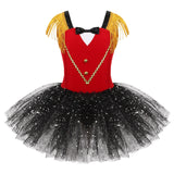 Custom Girls Circus Show Costume Gentleman Texudo Bodice Tutu Dresss With Bow Tie Halloween