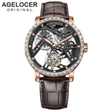 AGELOCER New Swiss Original Tourbillon Watch Men Power Reserve 80 Top Brand Luxury Skeleton Sapphire Clock Men Relogio Masculino