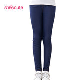 SheeCute New Spring Summer Fashion Girls Pencil Knit Imitation Denim Fabric Jeans