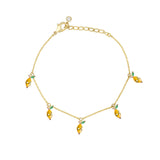 HOT 18k Real Gold Plated Colorful Zircon Cherry Peach Tropical Fruit Anklet for Women