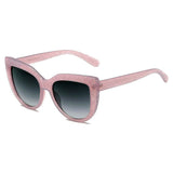 HELSINKI | S1095 - Women Round Cat Eye Oversized Fashion Sunglasses