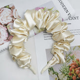 Custom Crumpled Fabric Fluffy Hair Bands Satin Silk Scrunchie Headband for Women