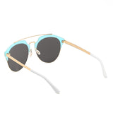 COROLLA | CA15 - Half Frame Mirrored Lens Horned Rim Sunglasses Circle