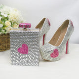 BaoYaFang Fashion Round Toe Shoe and Bag Set Woman Weding Shoes Bride High Heel Pumps Evening Party Dress Shoes Female Big Size