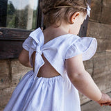 Korean Style Summer Infant Girls Dress Flying Sleeve Cotton Linen