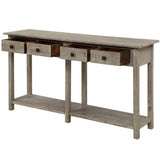 Console Table Decor Grey Wash Rustic Brushed Texture Tabletop With Drawer Bottom Rack for Living Room Hallway Entryway[US-Stock]