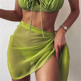 2021 Sexy Women Chiffon Swimwear Pareo Scarf Cover Up Wrap Kaftan Sarong Beach Wear 18 Color Bikinis Cover Ups Sexy Skirts