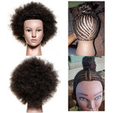 Traininghead Salon Afro Mannequin Head Human Hair Dummy Doll Hairdressing Training Head Real Hair Manikin Head Braiding Practice