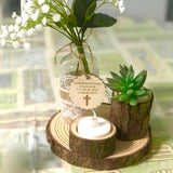 Rustic Wooden Round Candlestick Holder for Table Decoration