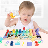 Montessori Educational Wooden Puzzles for Baby Learn to Count Function with Matching Geometric Figures