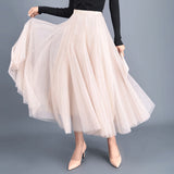 Fashion Solid Saias Mujer Long Maxi Pleated Midi High Waist