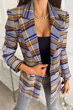 Autumn and Winter Women's Blazer Long-Sleeved Slim Single-Button Blazer Plaid Print Small Blazer