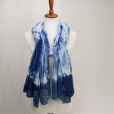 Eternity Hand Dyed Indigo Blue Cotton Scarf With OM Symbol