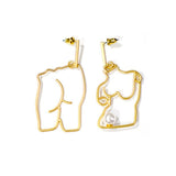 Unique Artsy Abstract Lady Breast Statement Hoop Earrings for Women Van Gogh Hollow Outline Body Earrings 2020 Femme Bijoux