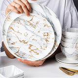 Nordic Creative Bronzing White Gray Marble Pattern Ceramic Tableware Set