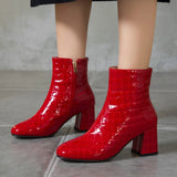 Snake Leather Women's Ankle Boots Autumn Winter Short Boots Women Shoes