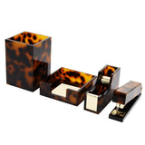 Office Supplies Table Organizer Set Acrylic Brown Leopard Desktop Accessories