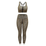 Aoxjox Yoga Women Seamless Gym Sport Leopard Print  Pants Workout Leggings Sexy High Waist Trousers Leopard Print Set
