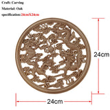 Chinese Dragon and Phoenix Mascot Unpainted Retro Line Wood Decals