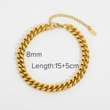 3mm 6mm 8mm 12mm Miami Cuban Chain Bracelet Punk Jewelry for Men Women 18K Gold Plated Stainless Chain Bracelet