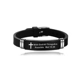 Cross Bible Christian Men Bracelet Adjustable Length Silicone Bangles