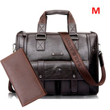 Men Leather Black Briefcase Business Handbag Messenger Bags