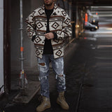 Winter Stylish Digital Printed Geometric Pattern  Aztec Style Jacket Coat for Men