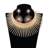UDDEIN African Vintage Gold Torque Choker Necklace & Pendant Set