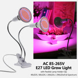 220V Phytolamp E27 Full Spectrum LED Grow Light Flexible Metal Hose Clip-On