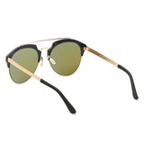 COROLLA | CA15 - Half Frame Mirrored Lens Horned Rim Sunglasses Circle