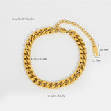 3mm 6mm 8mm 12mm Miami Cuban Chain Bracelet Punk Jewelry for Men Women 18K Gold Plated Stainless Chain Bracelet