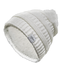 Fear0 NJ Warmest Plush Insulated Black/Gray/White Knit Cable Pom-Pom Beanie Hat