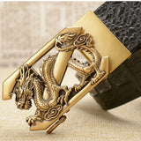 Fashion Crocodile Pattern Belt Luxury Alligator Automatic Buckle Men's Belts Dragon Buckle  Strap Novelty Four Color
