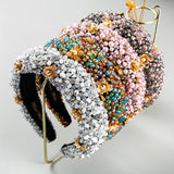 Baroque Hand Made Pearl Beading Gemstone Headband for Women