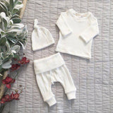 3pcs Infant Newborn Baby Cute Clothes Sets Girls Boys Autumn Warm Harem Pants Waffle Ribbed Solid Unisex Bodysuits+elastic Pants