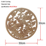 Chinese Dragon and Phoenix Mascot Unpainted Retro Line Wood Decals