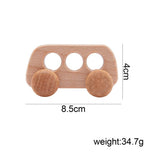 1pc Baby Toys Wooden Car BPA Free Beech Wood Teether Cartoon Organic Wooden Car Montessori Toys for Children Teething Nurse Gift