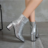 Snake Leather Women's Ankle Boots Autumn Winter Short Boots Women Shoes