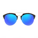 COROLLA | CA15 - Half Frame Mirrored Lens Horned Rim Sunglasses Circle