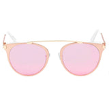 FRISCO | A18 - Modern Horn Rimmed Metal Frame Round Sunglasses
