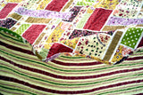 DaDa Bedding Multi Colorful Floral Red Patchwork Quilted Coverlet Bedspread Set (DXJ103269)