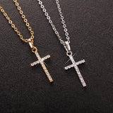 Gold Black Color Crystal Jesus Cross Pendant Necklace Jewelry for Men/Women