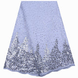 Kalume New Arrival 3D African Dry Lace Fabric Embroidery French Mesh Lace Fabrics With Sequins for Nigerian Party Dresses F1798